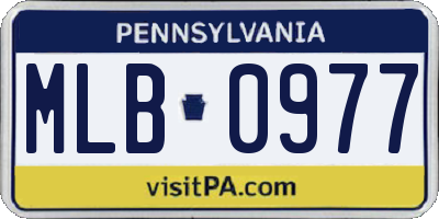 PA license plate MLB0977