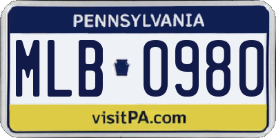 PA license plate MLB0980