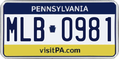 PA license plate MLB0981