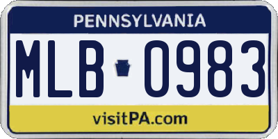 PA license plate MLB0983