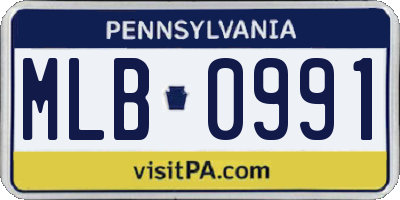 PA license plate MLB0991