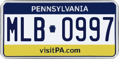 PA license plate MLB0997