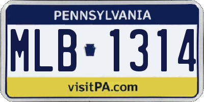 PA license plate MLB1314