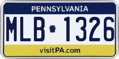 PA license plate MLB1326