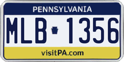 PA license plate MLB1356