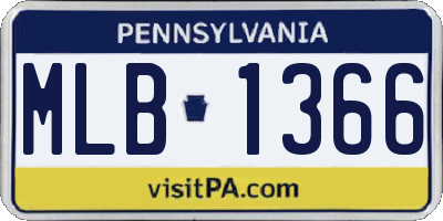 PA license plate MLB1366