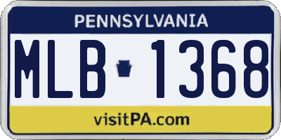 PA license plate MLB1368