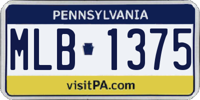 PA license plate MLB1375