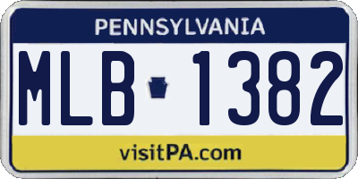 PA license plate MLB1382