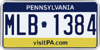 PA license plate MLB1384