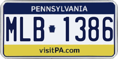 PA license plate MLB1386