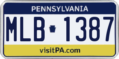 PA license plate MLB1387
