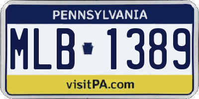 PA license plate MLB1389