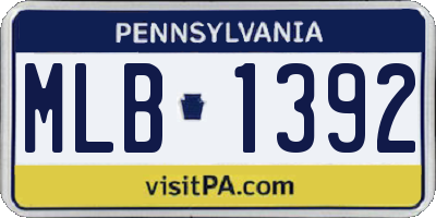 PA license plate MLB1392