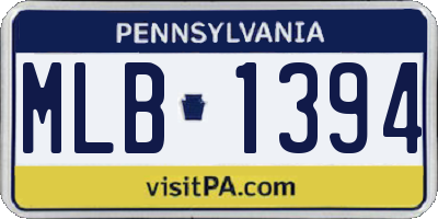 PA license plate MLB1394