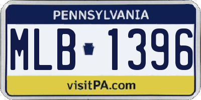 PA license plate MLB1396