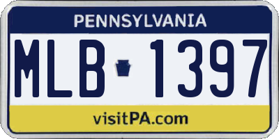 PA license plate MLB1397