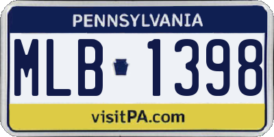 PA license plate MLB1398