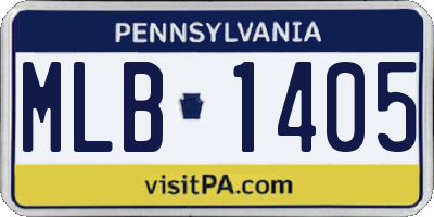 PA license plate MLB1405