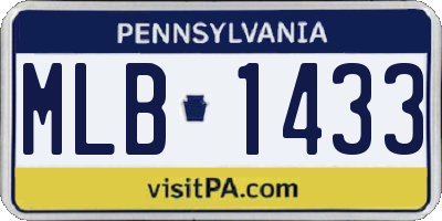 PA license plate MLB1433