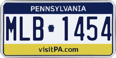 PA license plate MLB1454