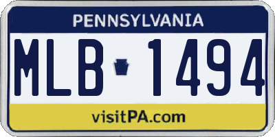 PA license plate MLB1494