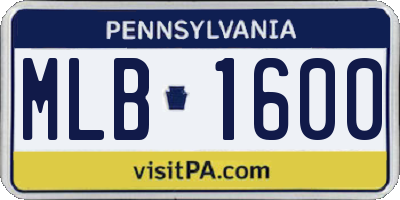 PA license plate MLB1600
