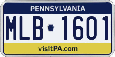 PA license plate MLB1601