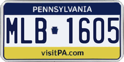 PA license plate MLB1605