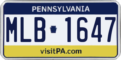 PA license plate MLB1647