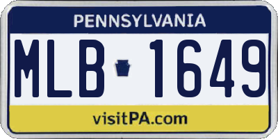 PA license plate MLB1649