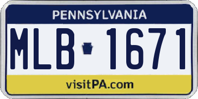 PA license plate MLB1671