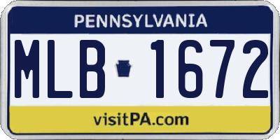 PA license plate MLB1672
