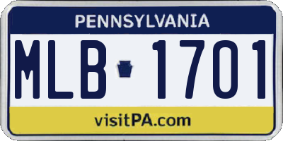 PA license plate MLB1701
