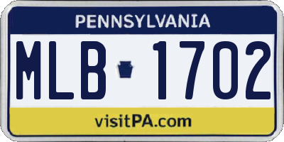 PA license plate MLB1702