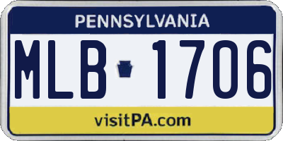 PA license plate MLB1706