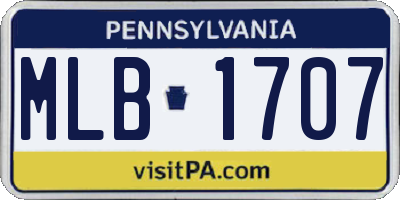 PA license plate MLB1707