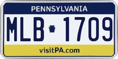 PA license plate MLB1709
