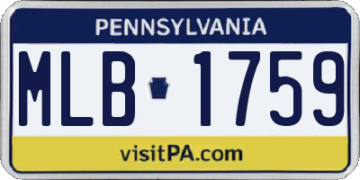 PA license plate MLB1759