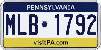 PA license plate MLB1792