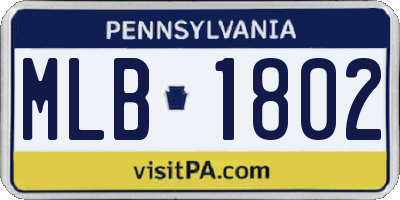 PA license plate MLB1802