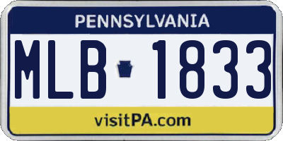 PA license plate MLB1833
