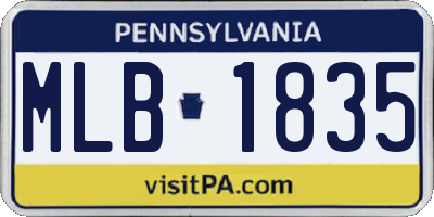 PA license plate MLB1835