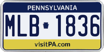 PA license plate MLB1836