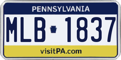 PA license plate MLB1837