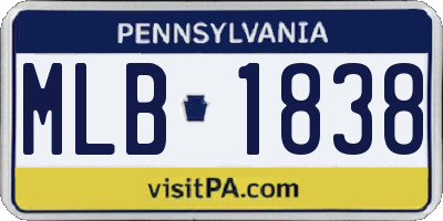 PA license plate MLB1838
