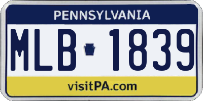 PA license plate MLB1839
