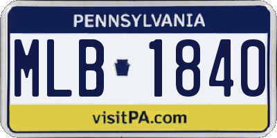 PA license plate MLB1840