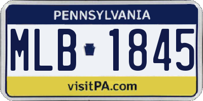 PA license plate MLB1845