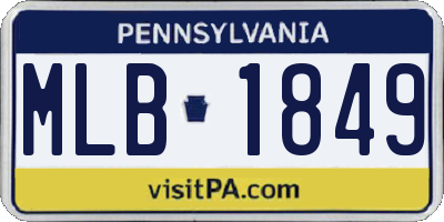PA license plate MLB1849